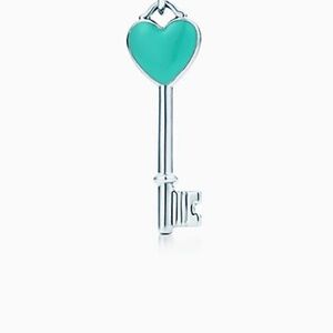 Tiffany& Co enamel Heart Key in sterling silver with Tiffany pouch